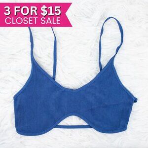 Free People Blue Bralette XS Small Bra Strappy Intimately FP Lounge PJ Athletic